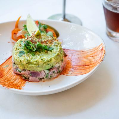 Bluefin Tartare steak, with guacamole and sauce