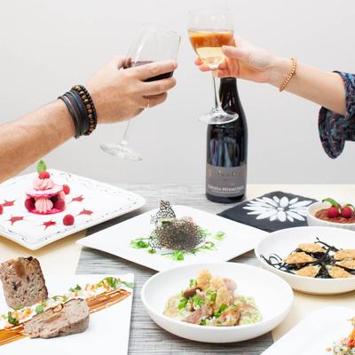 Assorted food and drinks