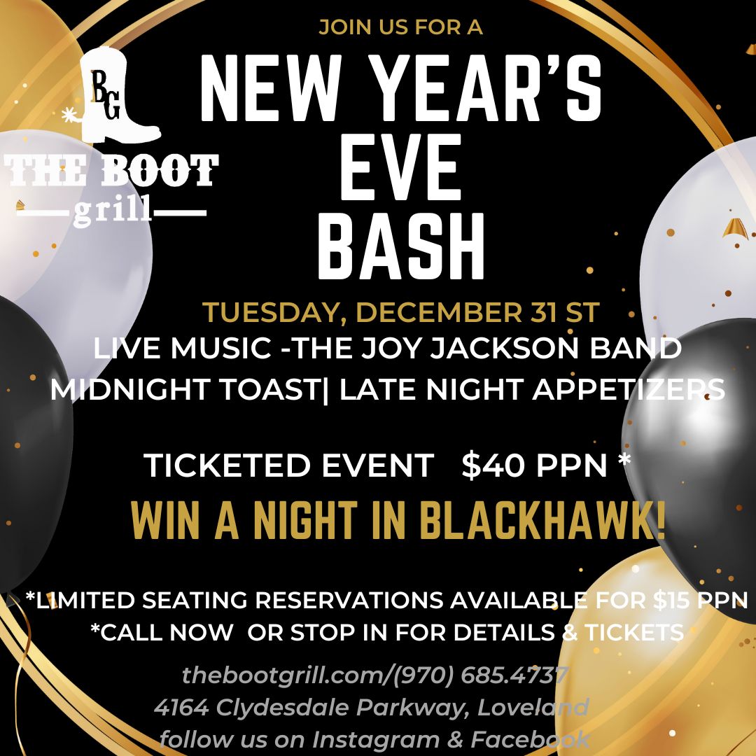 New Year Eve Bash information.  Call 970-685-4737 for more information.