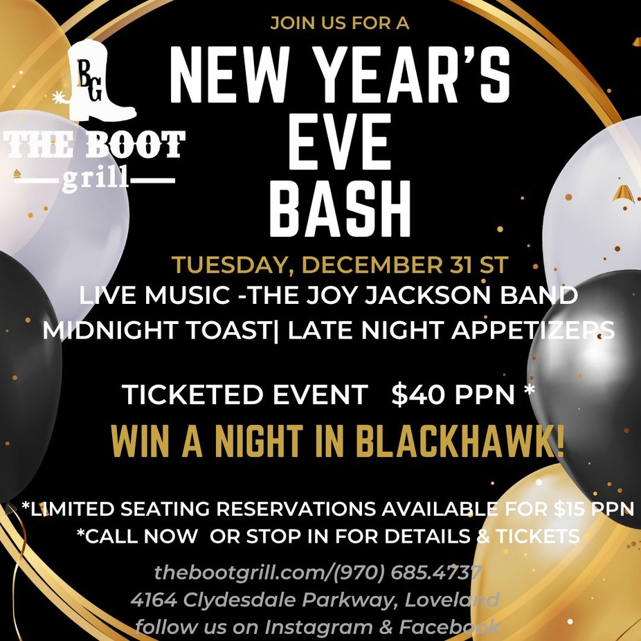 New Year's Eve Bash at The Boot Grill event photo