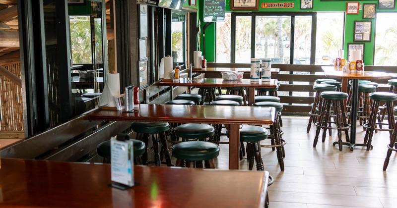 Interior, dining area ready for guests