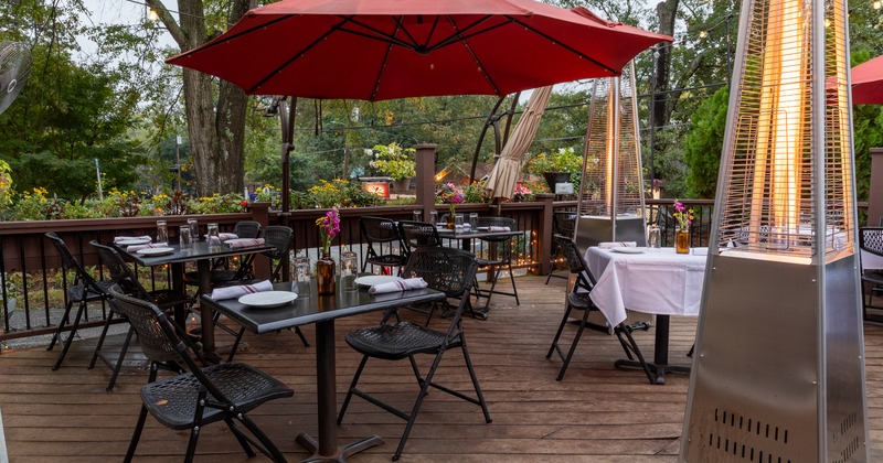 Exterior, terrace, tables and chairs, parasols