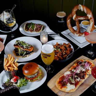 Assorted food dishes.