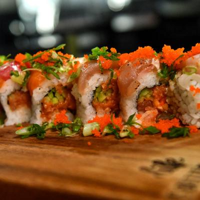 Spicy tuna sushi rolls.