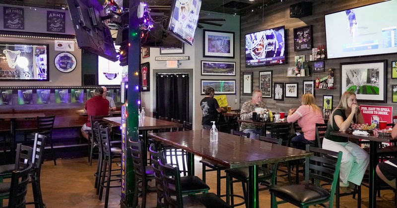 Interior, main dining area with guests