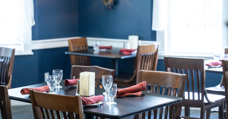 Interior, table ready for guests