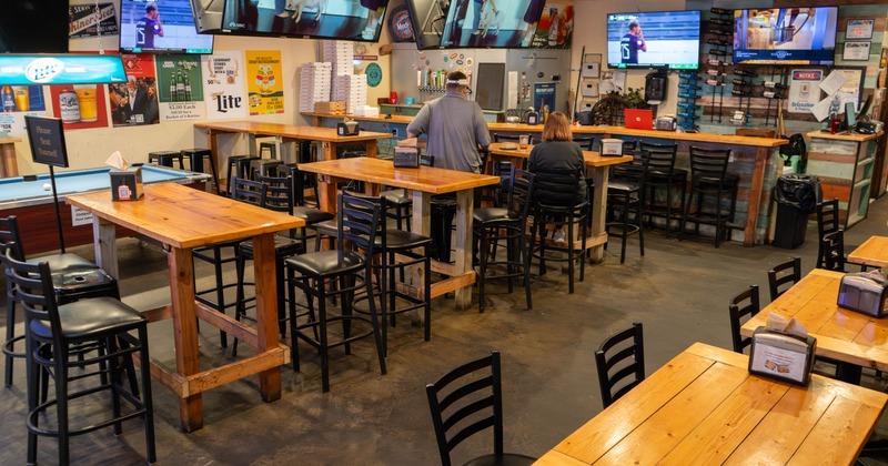 Interior, tables and chairs