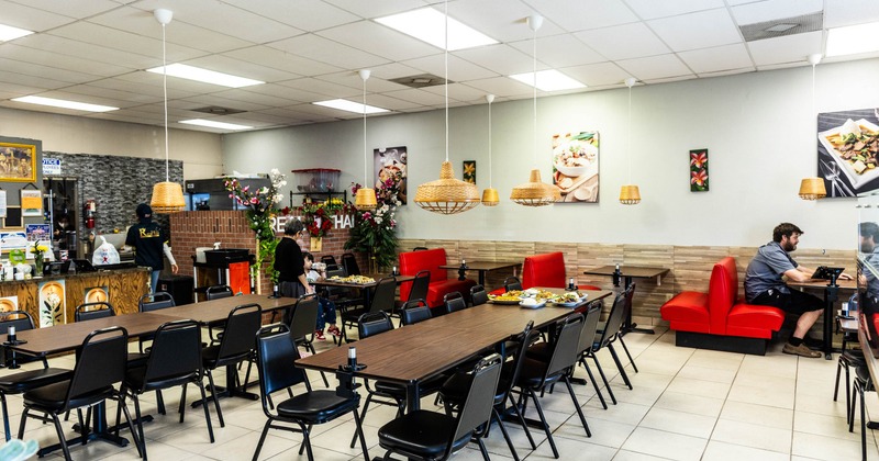 Dining area, tables for multiple people