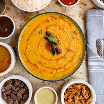 Dal tadka, top view.