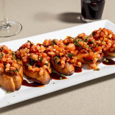 A served Bruschetta.