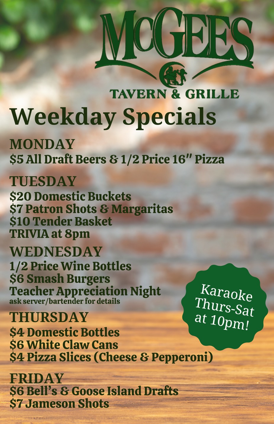 New Weekday Specials! event photo