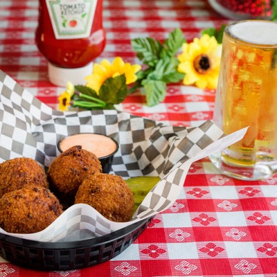Deep fried mac and cheese balls.