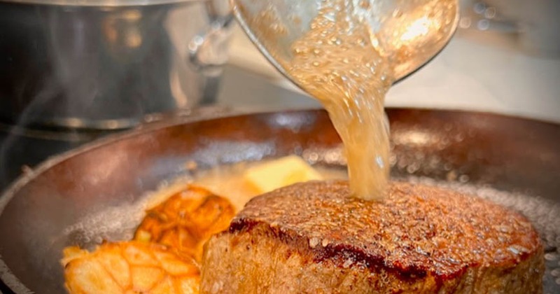 Pan seared sirloin steak with potatoes