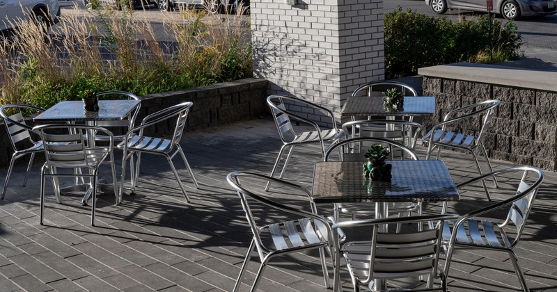 Patio, tables and seats