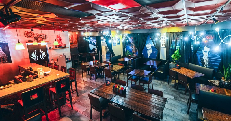 Interior, wide view of dining area