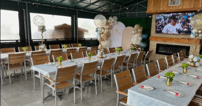 Aerial view to restaurant and parking