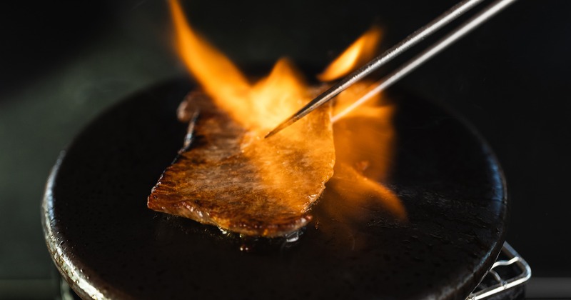 Steak being torched