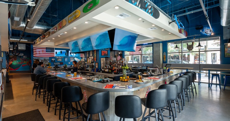 Interior, diner bar, angle view
