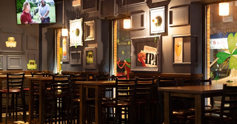 Interior, seating area with tables and chairs