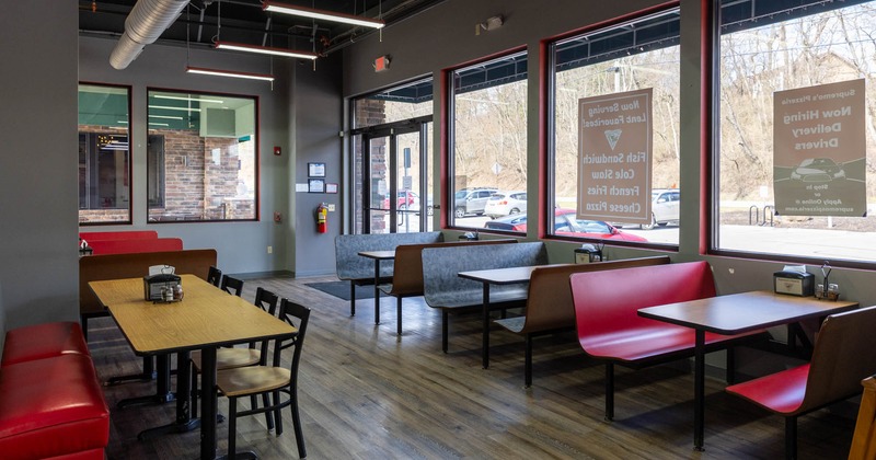 Interior, wide view of dining area