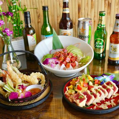 Various food and drinks.