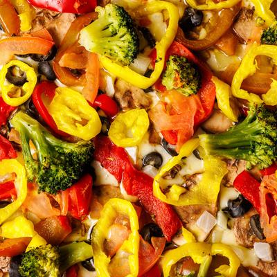Veggie Pizza, close-up.