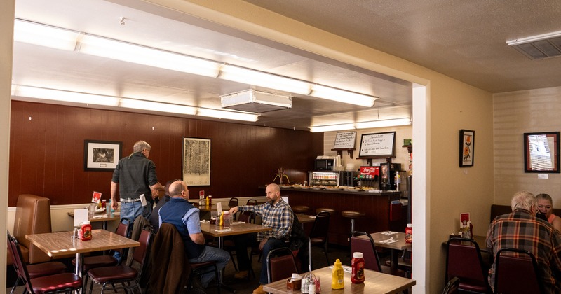 Interior, diner area, wide view