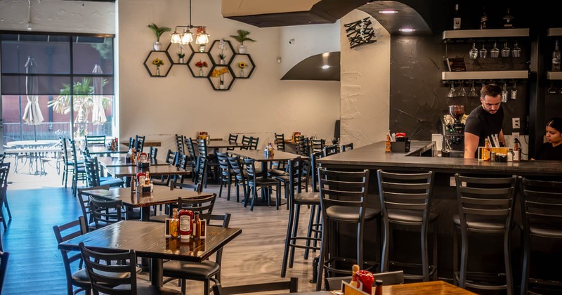 Dining space, tables and chairs