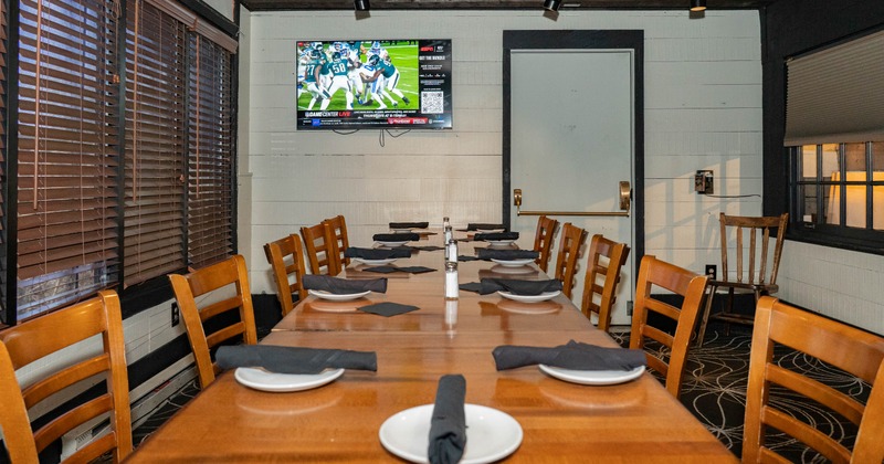 A large dining table