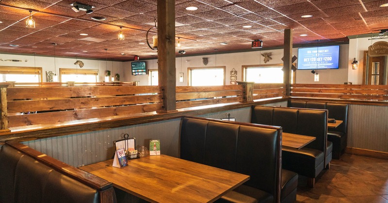 Interior, diner area, booths