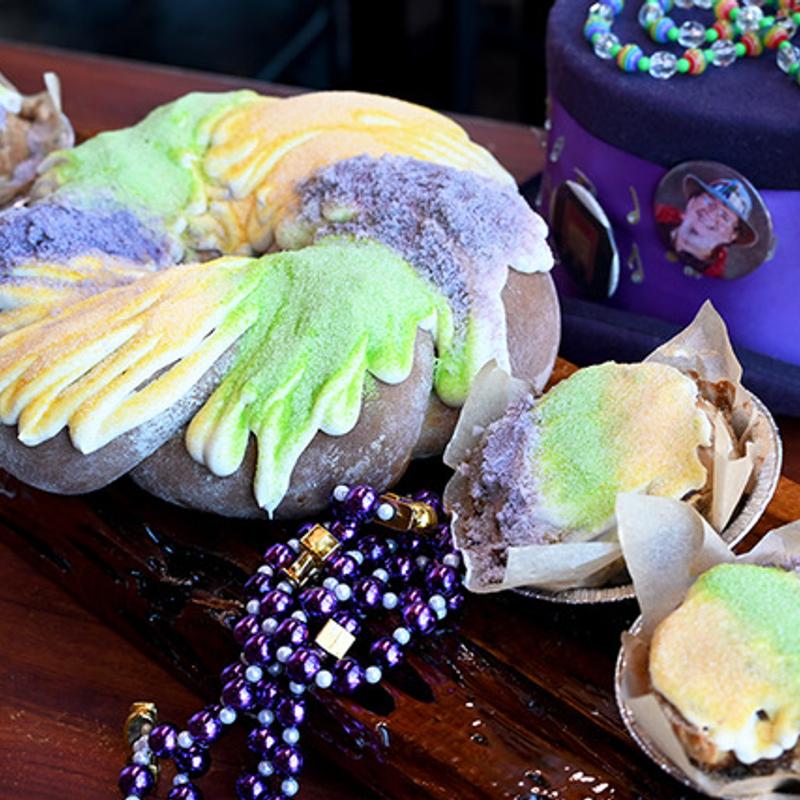 Mardi Gras King Cake Cinnamon Roll photo