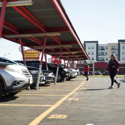 curb area at front of restaurant.