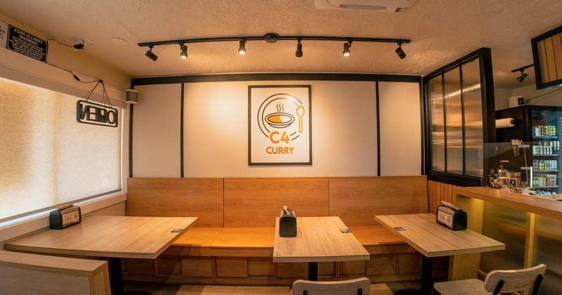 Interior, diner area, tables, chairs