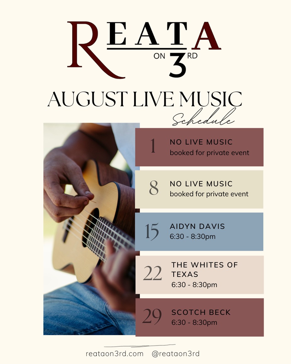 August Live Music Schedule event photo