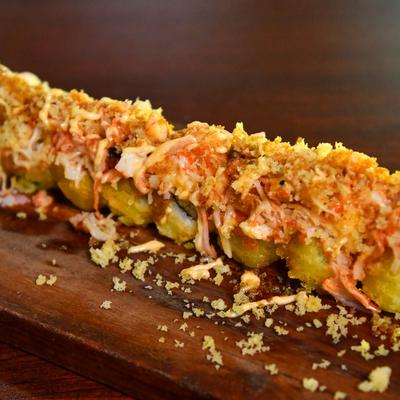 Shrimp tempura rolls, with spicy crab, and cream cheese.