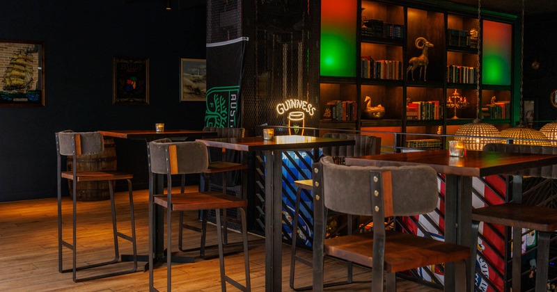 Interior, seating area and library