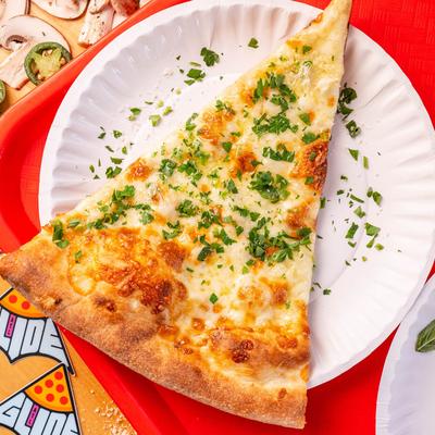 Garlic pizza slice