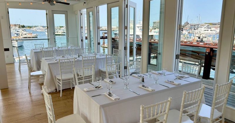 Interior, tables and chairs ready for guests