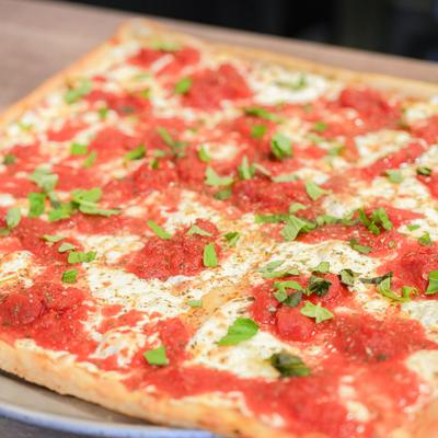 Close up of Grandma pizza.