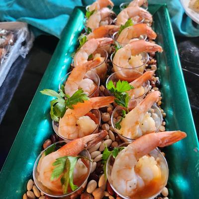 Shrimp cocktail appetizers.