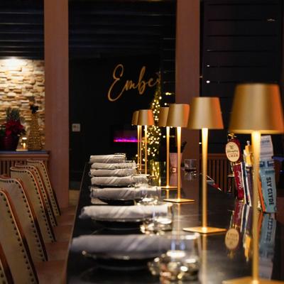 A long dining table.