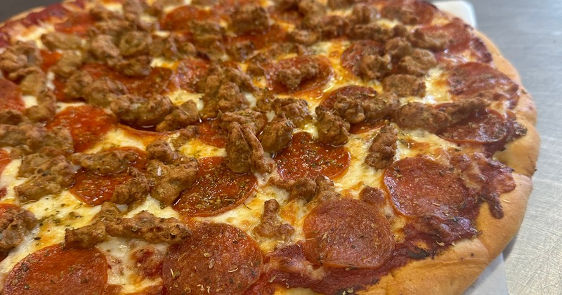 Pepperoni and sausage pizza