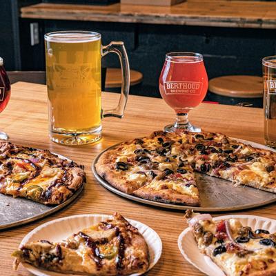 Pizza and beer.