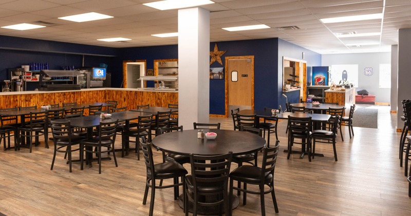 Interior, tables with chairs