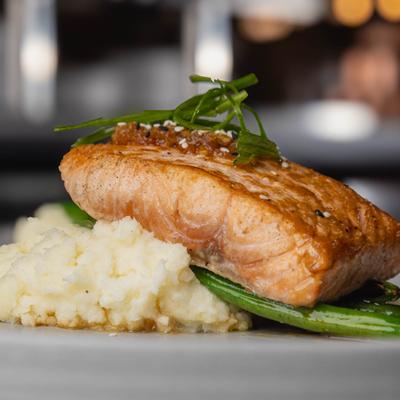Salmon fillet with wild rice.