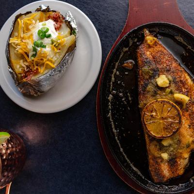 A top view of served meals.