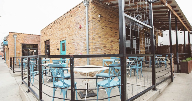 Exterior,  a terrace with tables and chairs