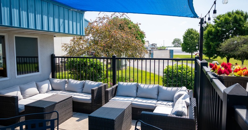 Interior, patio seating area