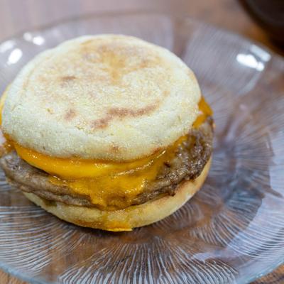 The House breakfast sandwich, served.