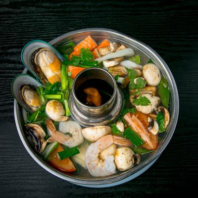 Thai coconut seafood soup.